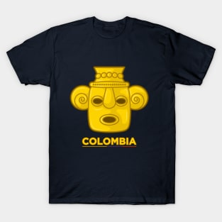 Ancient colombian indigenous human face representation T-Shirt